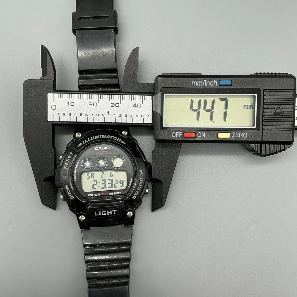 Casio 3225 W-214HC Mens Watch 45mm Black Illuminator Alarm Chrono New Battery